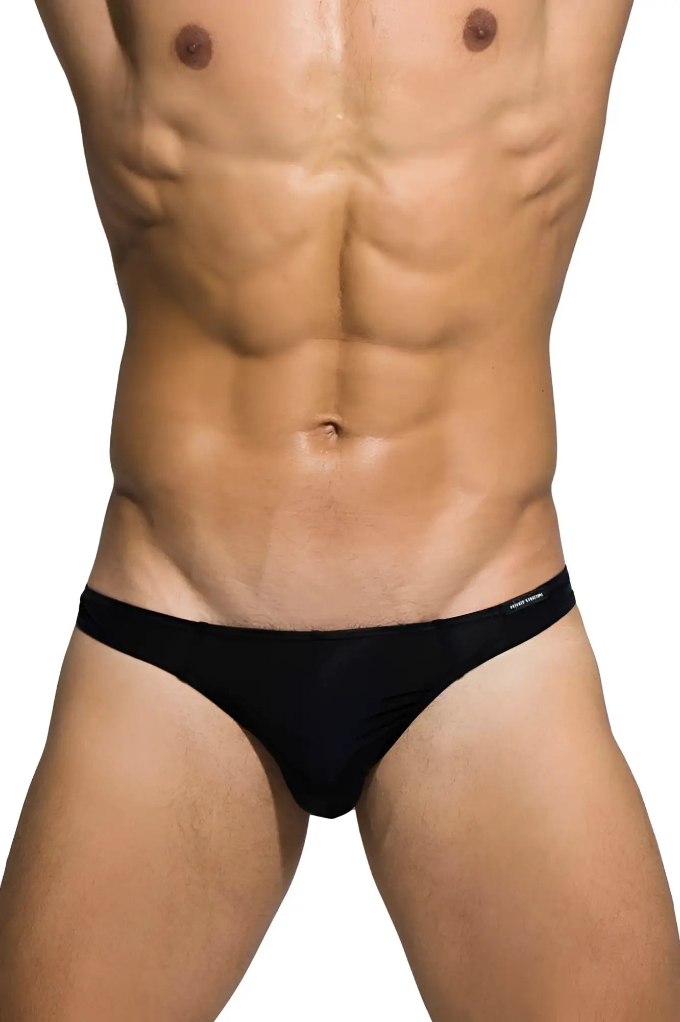 Private structure dgemu3545bt desire glaze thong black smooth fabric form-fitting briefs with minimal waistband detailing back view