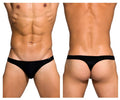 Black private structure desire glaze thong briefs with sleek smooth fabric and minimal waistband branding