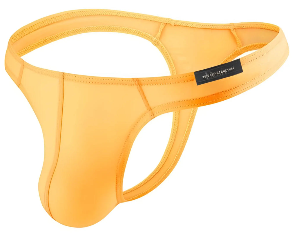 Private Structure DGEMU3545BT desire glaze thong in vibrant orange made of smooth elastic fabric with reinforced stitching