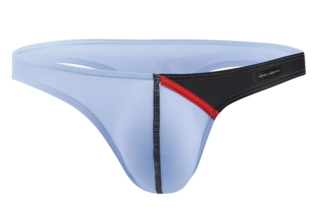 Light blue private structure dguy4025 desire glaze g-string with black and red trim sleek design and reinforced stitching