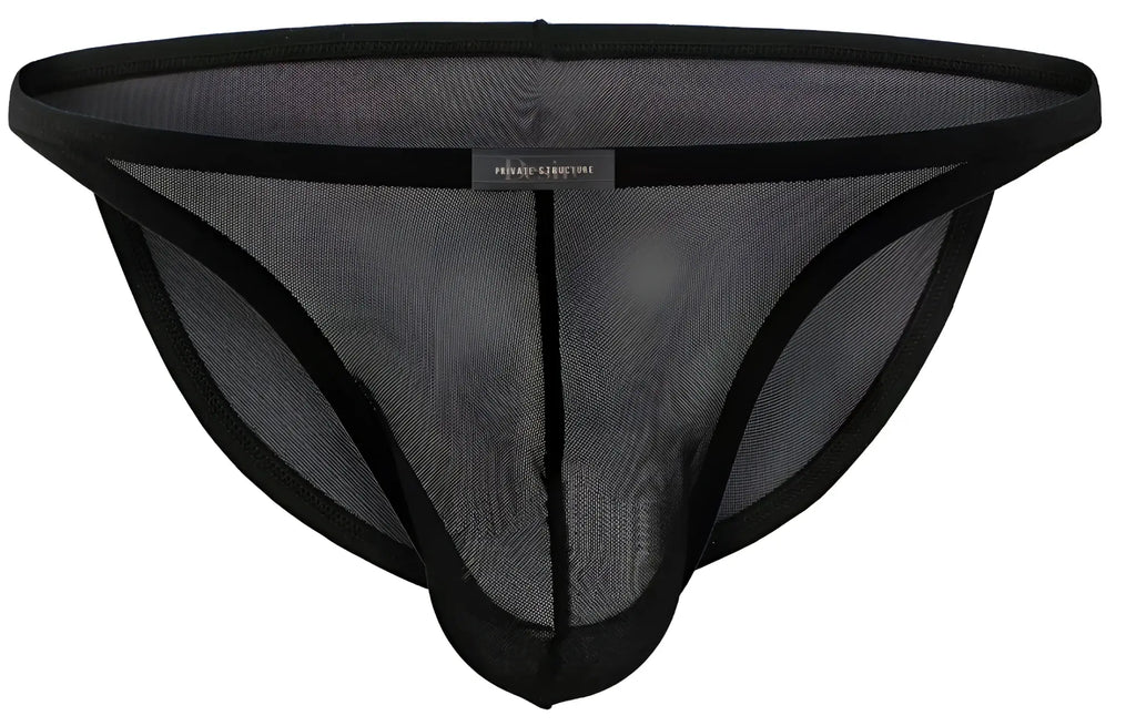 Black mesh thong with reinforced elastic trim and central seam from Private Structure desire intima low rise bikini