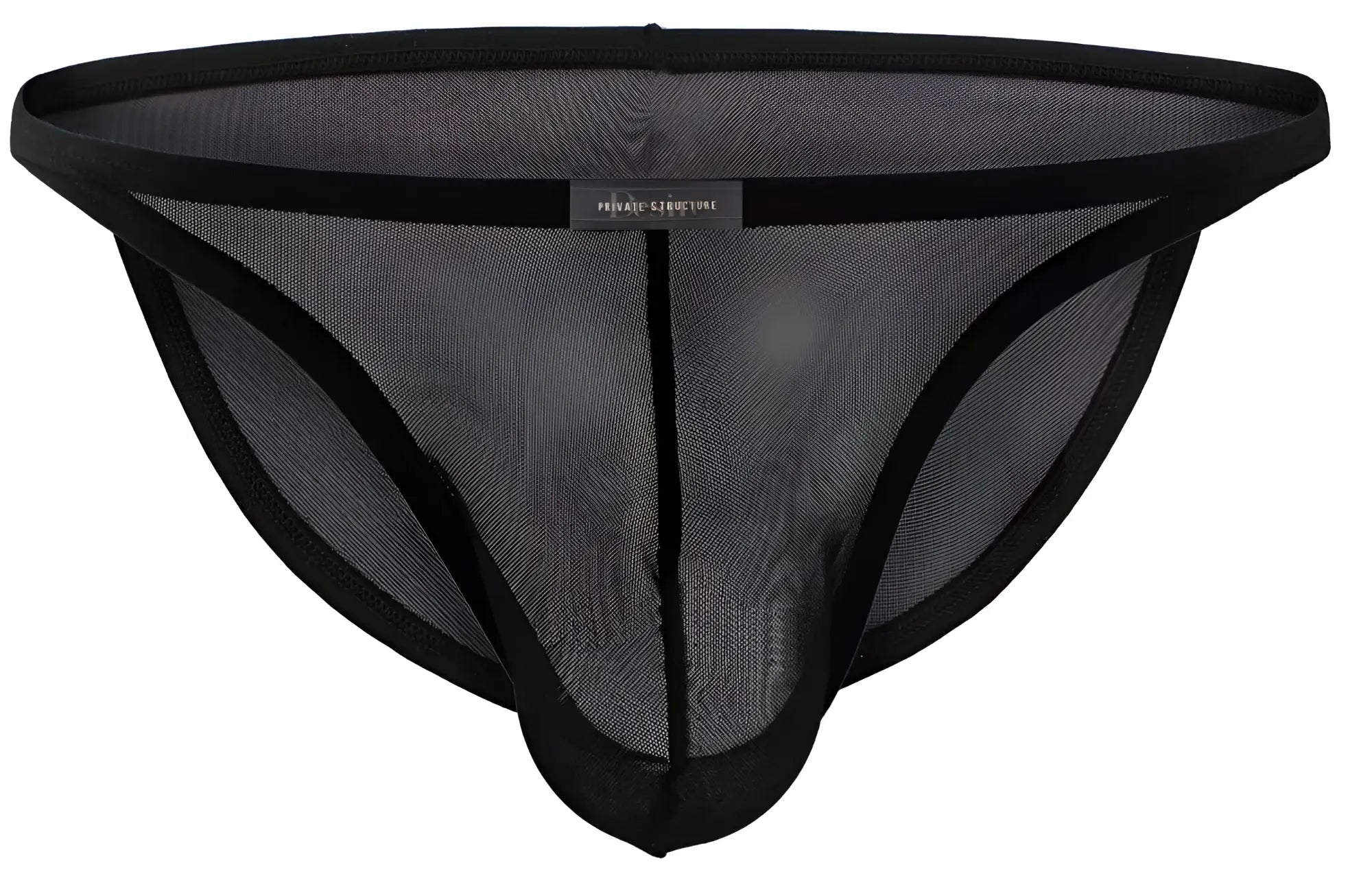 Black mesh thong with reinforced elastic trim and central seam from Private Structure desire intima low rise bikini