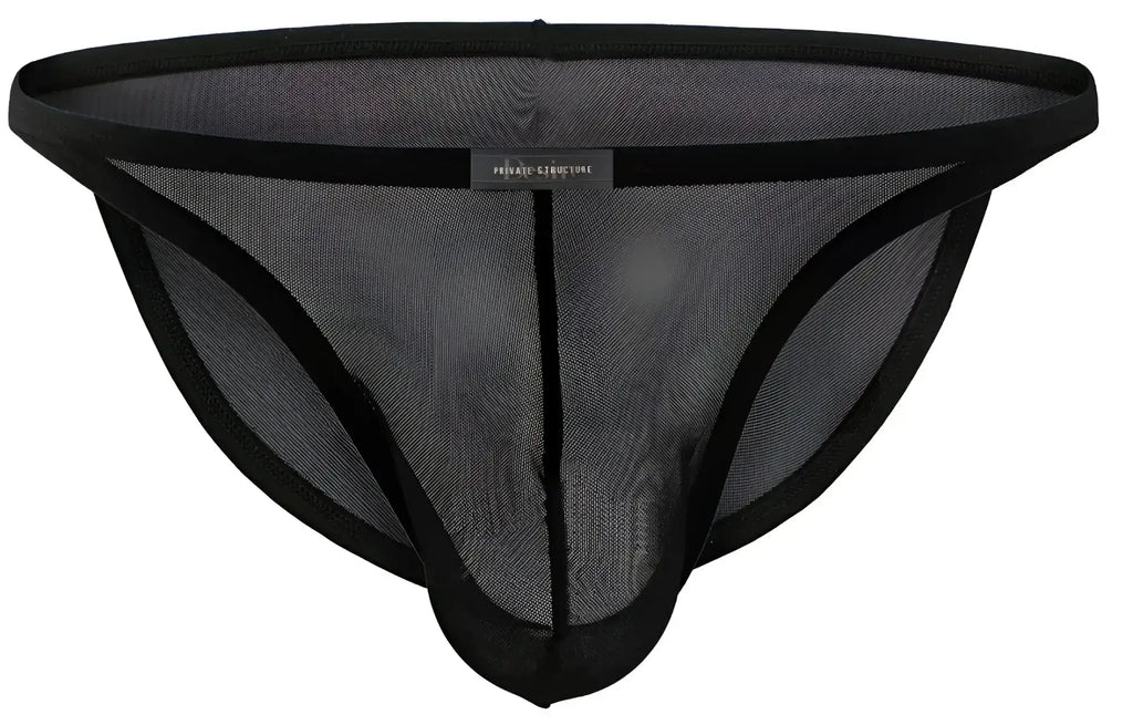 Black mesh thong with reinforced elastic trim and central seam from Private Structure desire intima low rise bikini