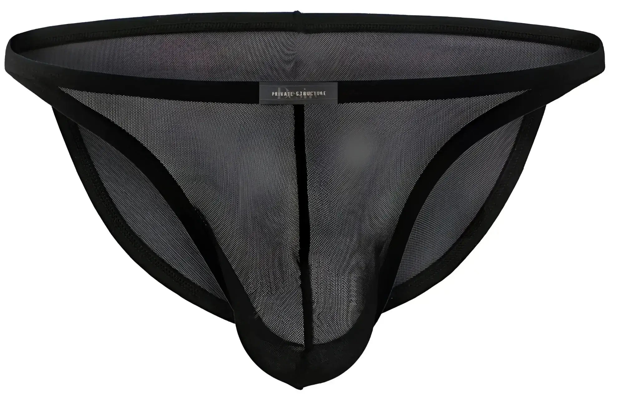 Black mesh thong with reinforced elastic trim and central seam from Private Structure desire intima low rise bikini