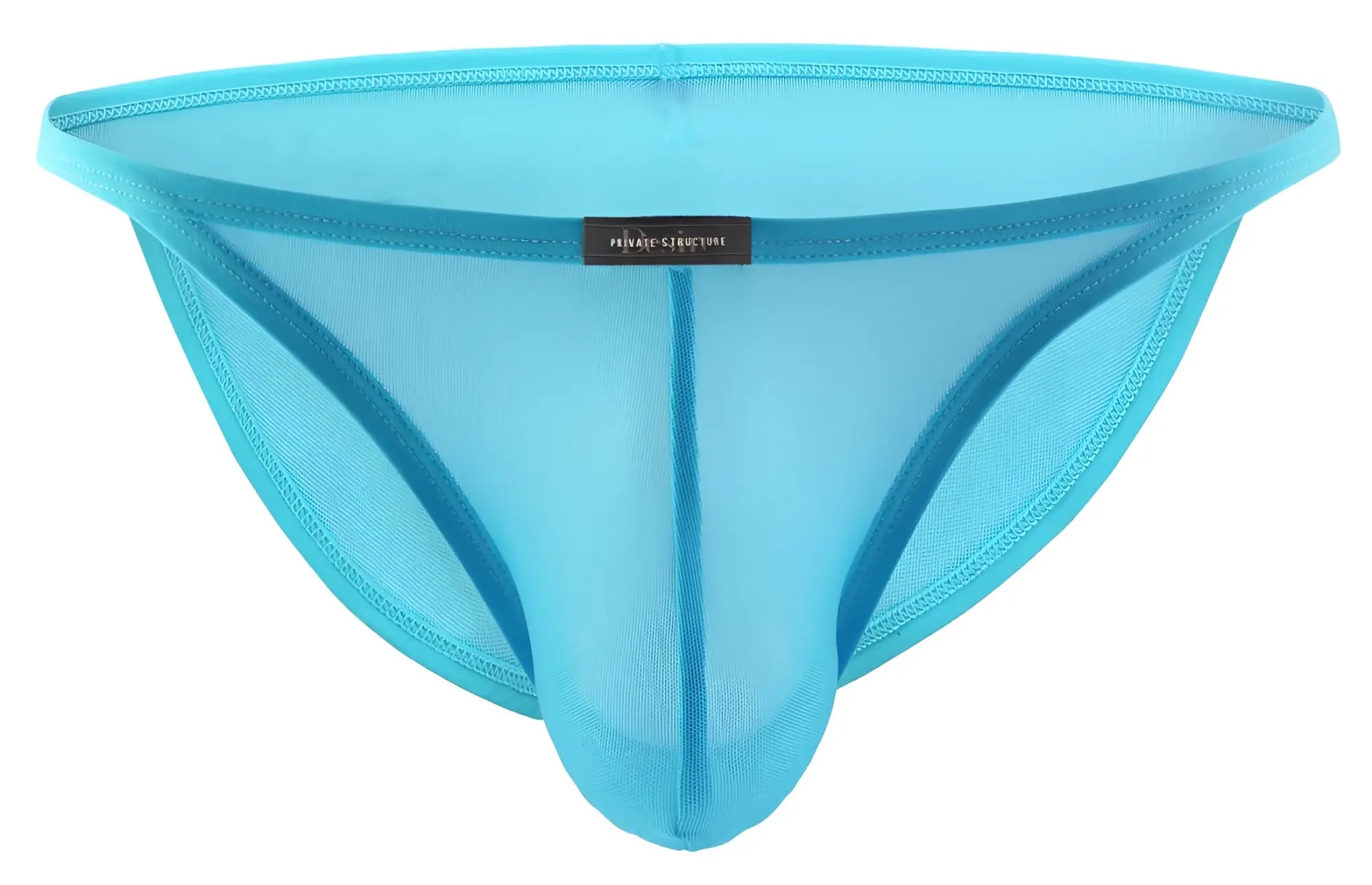 Private structure diamu3454bt desire intima low rise bikini in blue translucent turquoise mesh with central seam and reinforced edges