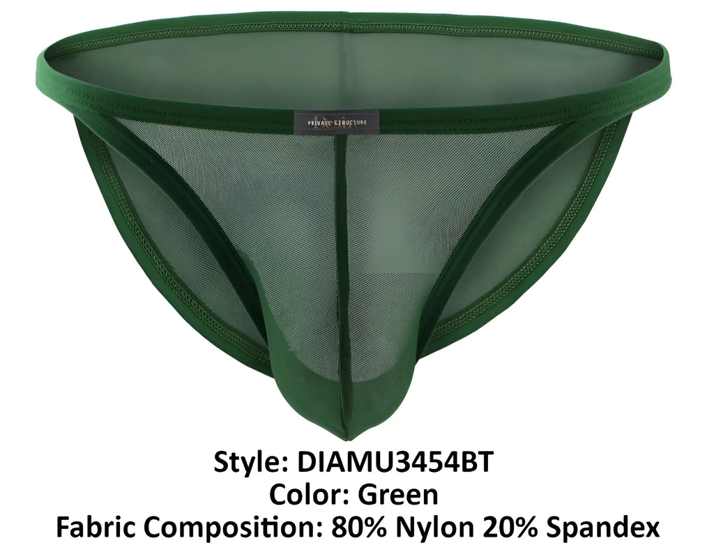 Green mesh briefs private structure diamu3454bt desire intima low rise bikini in nylon spandex with solid green waistband