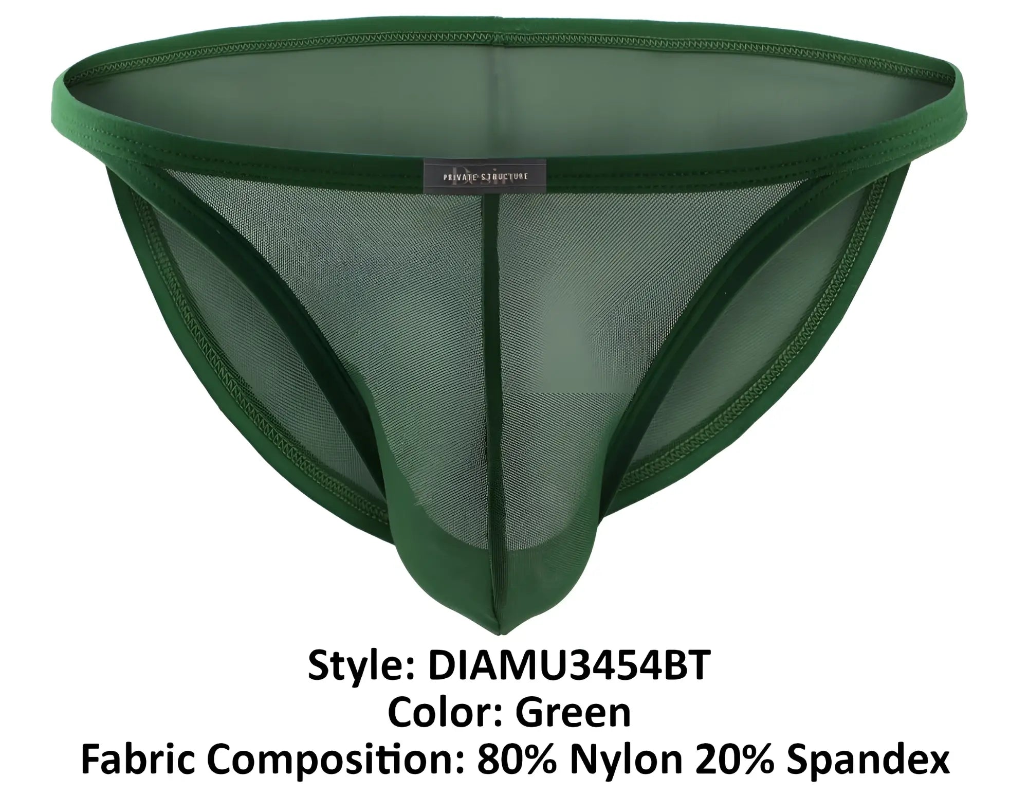 Green mesh briefs private structure diamu3454bt desire intima low rise bikini in nylon spandex with solid green waistband