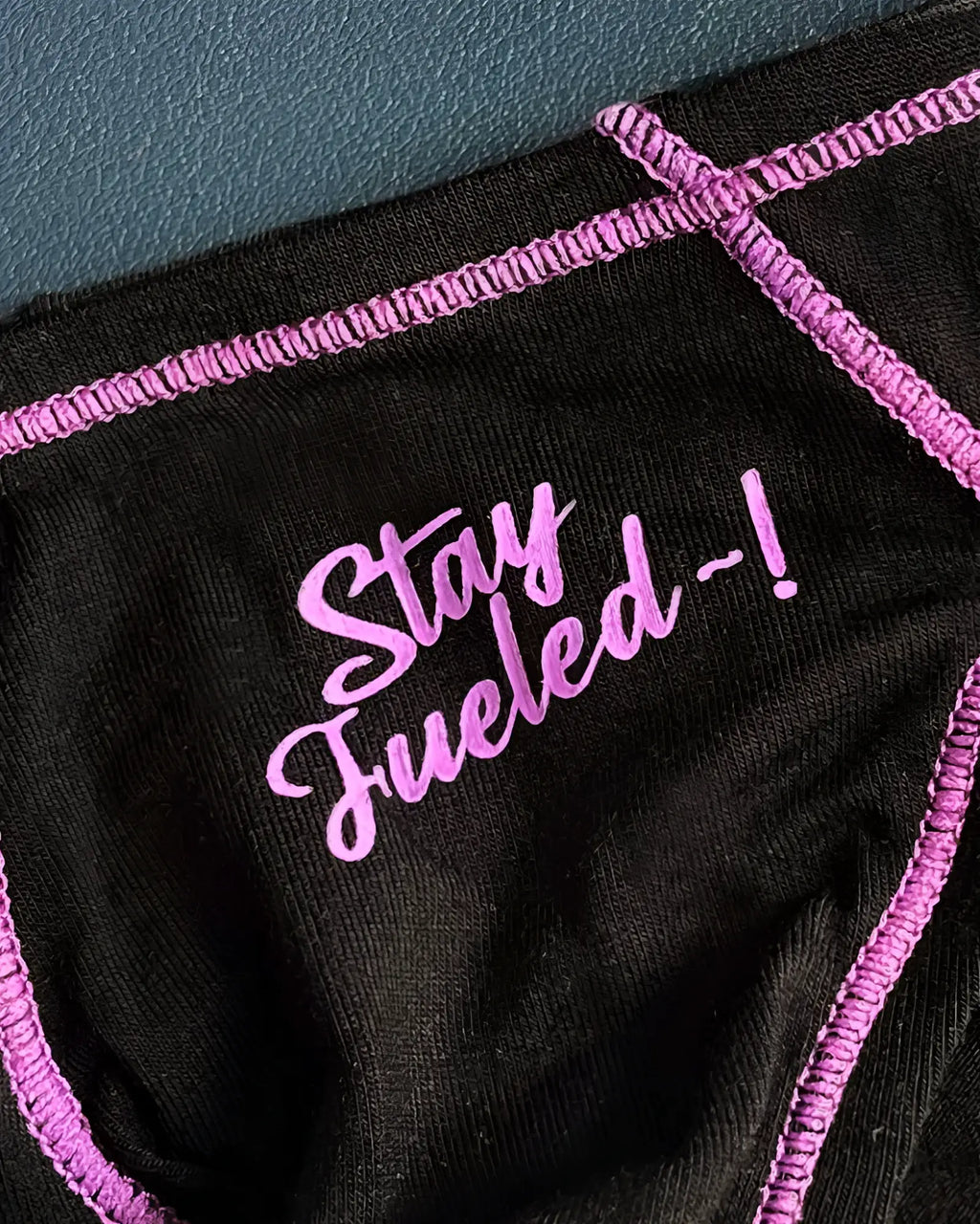 Private structure epus4563 prime eutopia bikini brief in charcoal featuring black athletic top with pink stay fueled embroidery