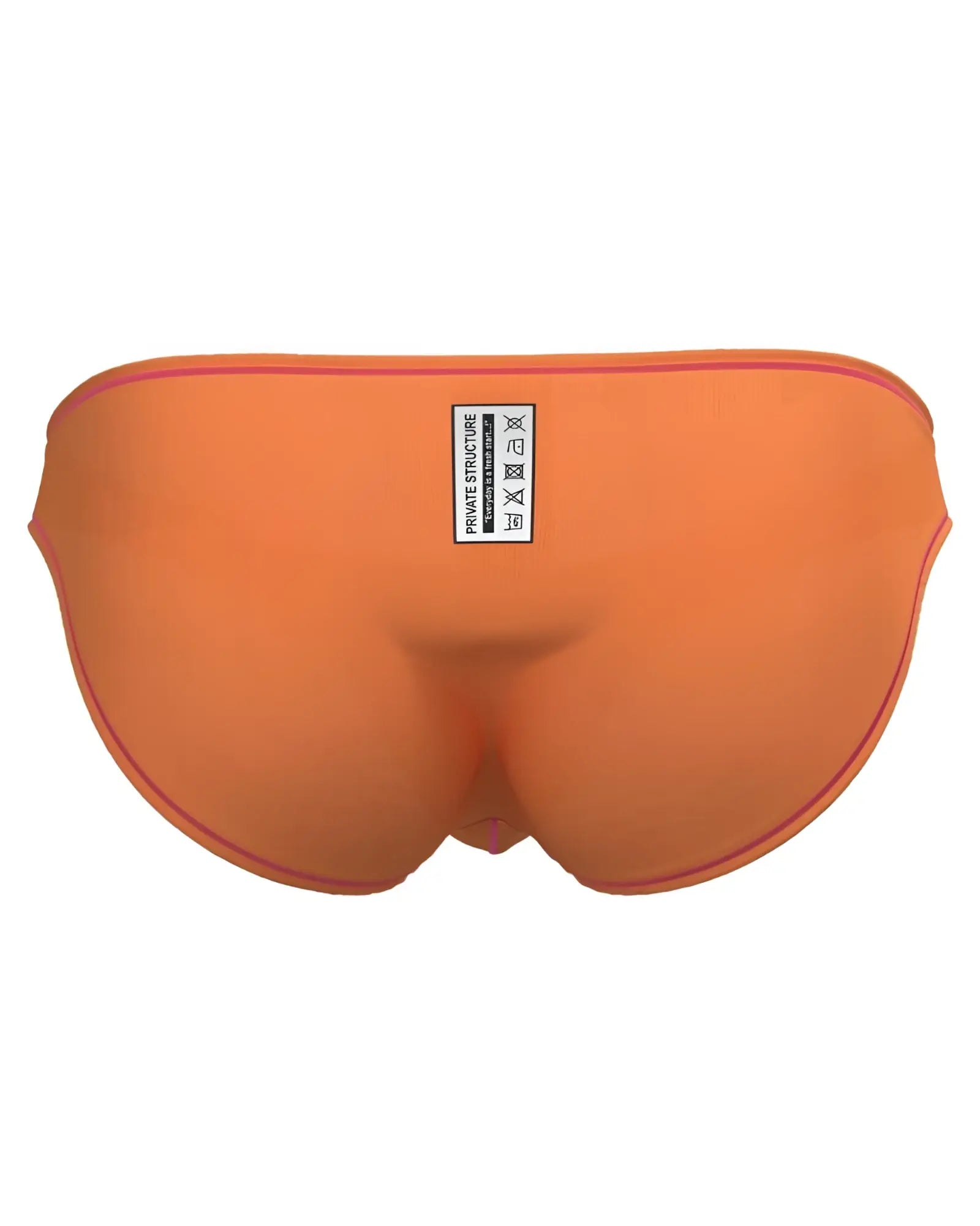 Bright orange private structure epus4563 prime eutopia bikini brief with subtle pink trim on waistband and leg openings