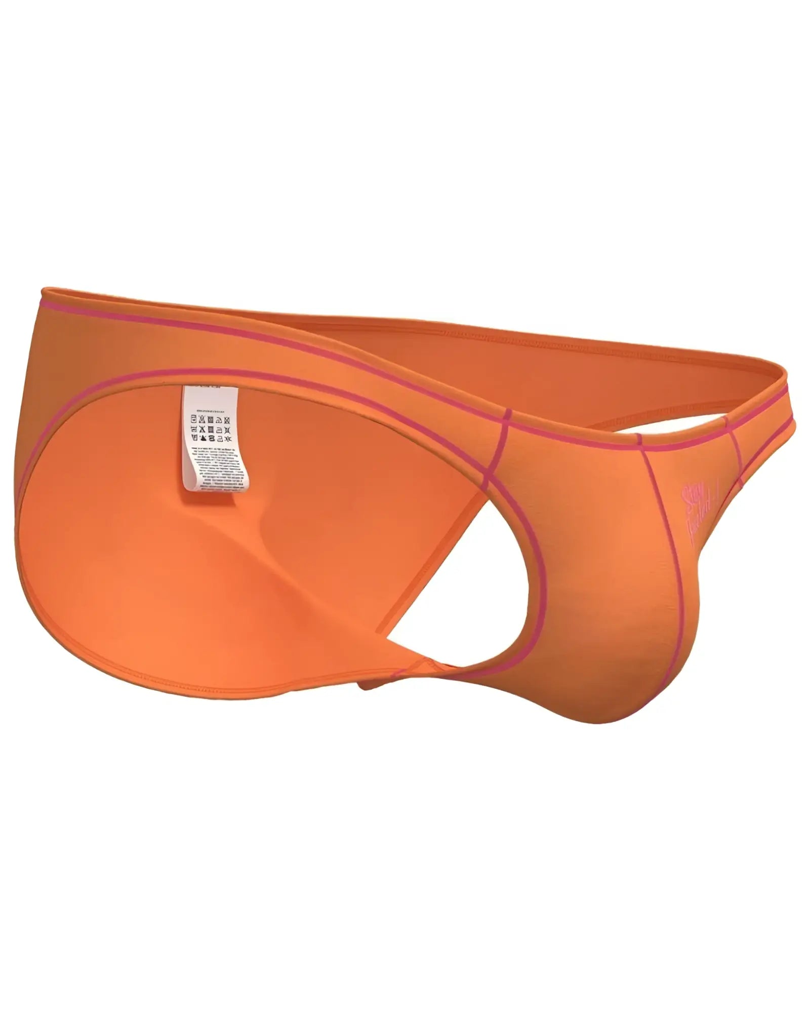 Bright orange private structure epus4563 prime eutopia bikini brief with pink trim and sleek form-fitting design