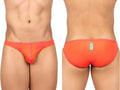 Private structure epus4563 prime eutopia vibrant orange men’s swim trunks with snug fit and pink waistband trim