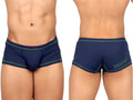 Navy blue Private Structure EPUS4570 Prime Elysian hipster briefs with green trim and stay filled logo on the back side