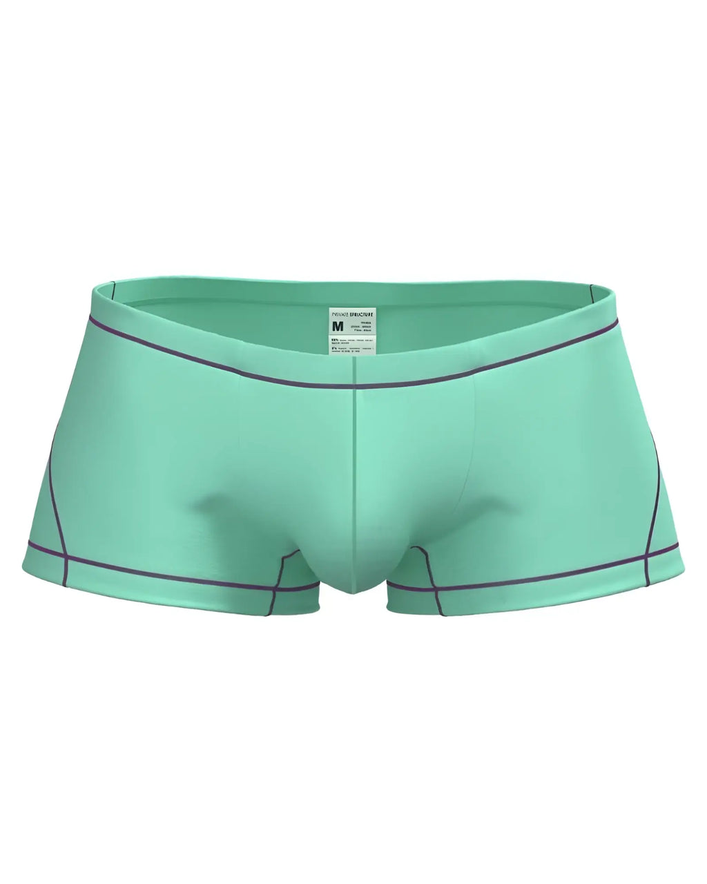 Mint green private structure epus4570 prime elysian hipster briefs with dark purple stitching on waistband and legs