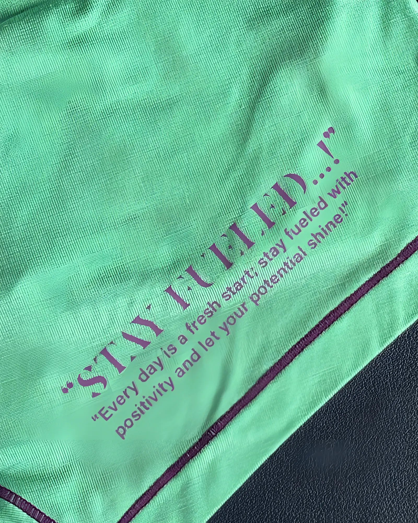 Private structure epus4570 prime elysian hipster cyan cotton t-shirt with vibrant green color and purple stay fueled slogan