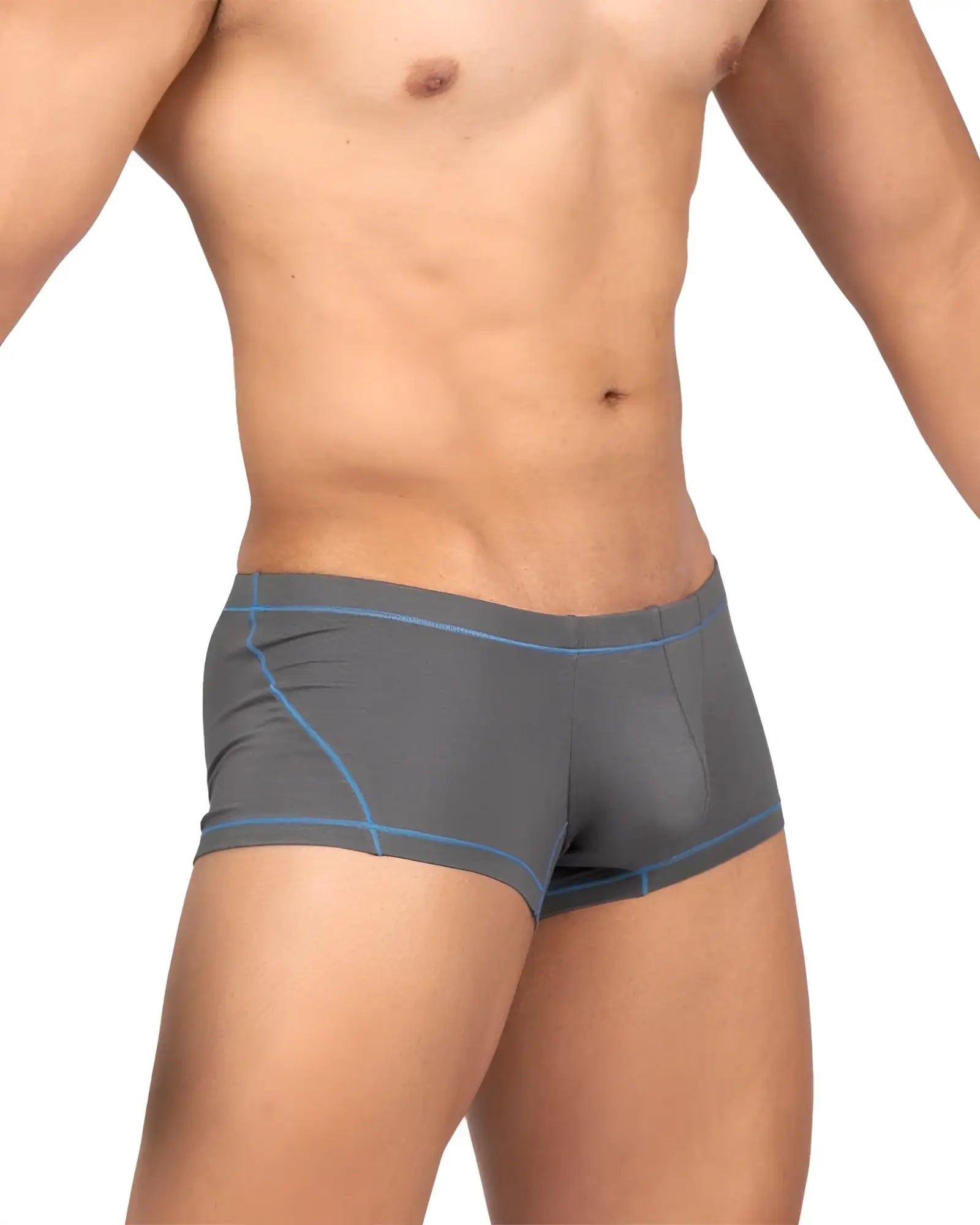 Private structure epus4570 prime elysian hipster gray athletic briefs with blue stitching accents for active wear