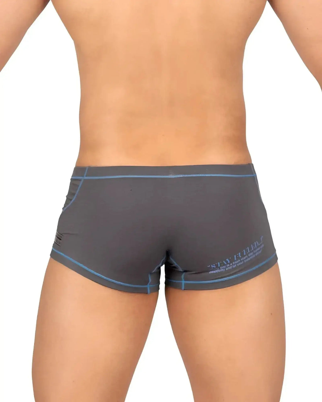 Gray private structure epus4570 prime elysian hipster athletic briefs with blue trim and subtle logo on the side