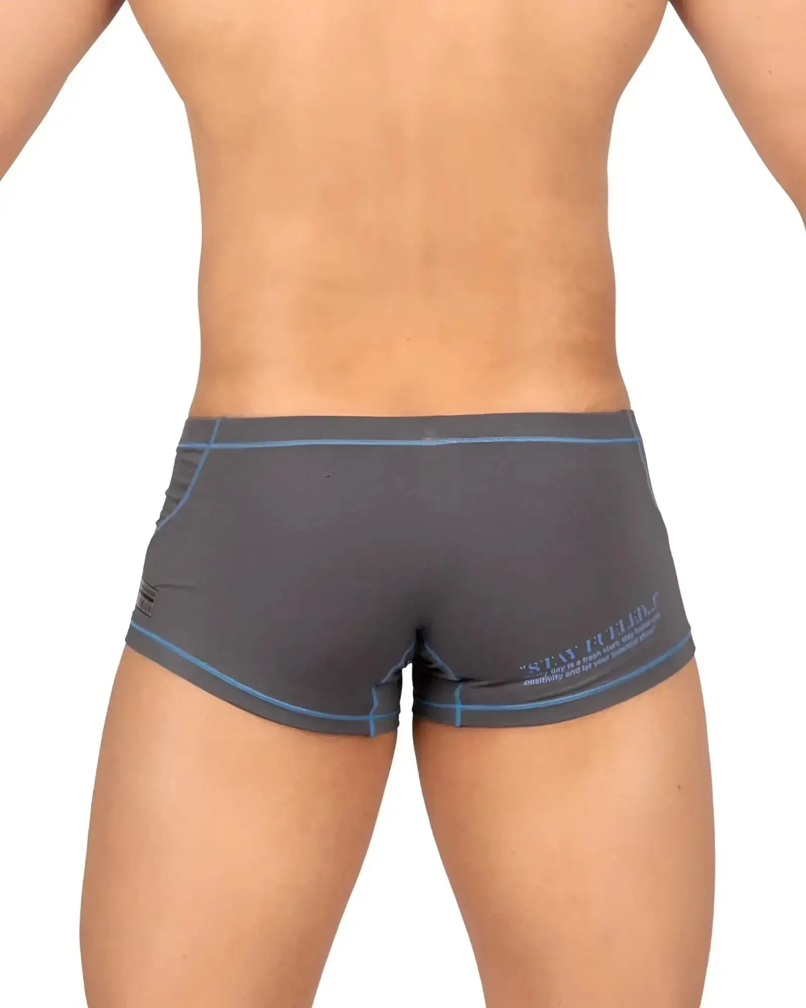 Gray private structure epus4570 prime elysian hipster athletic briefs with blue trim and subtle logo on the side