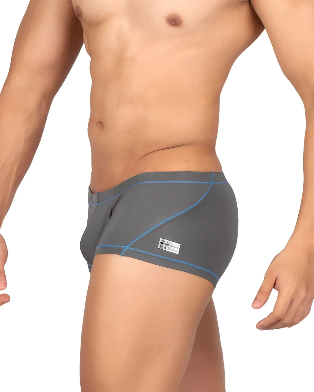 Gray private structure epus4570 prime elysian hipster briefs with blue stitching and white waistband label