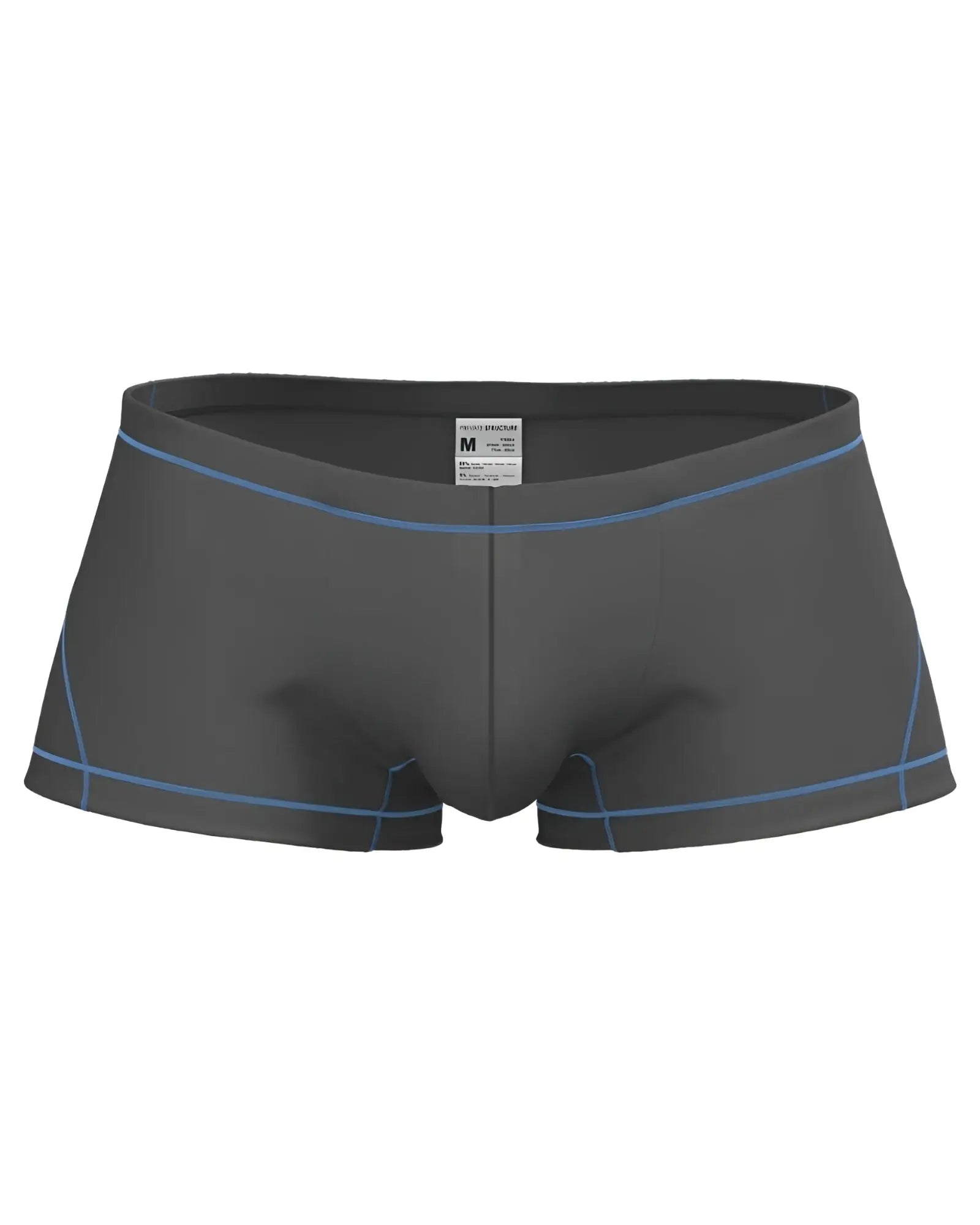 Dark gray men’s briefs with light blue stitching along waistband and leg openings private structure epus4570 hipster
