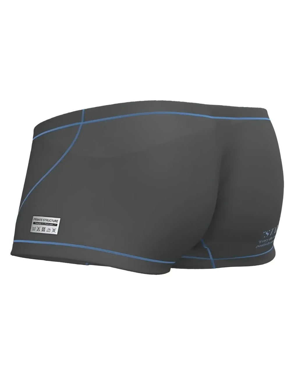 Private structure epus4570 prime elysian hipster dark gray swim trunks with light blue stitching and white side label