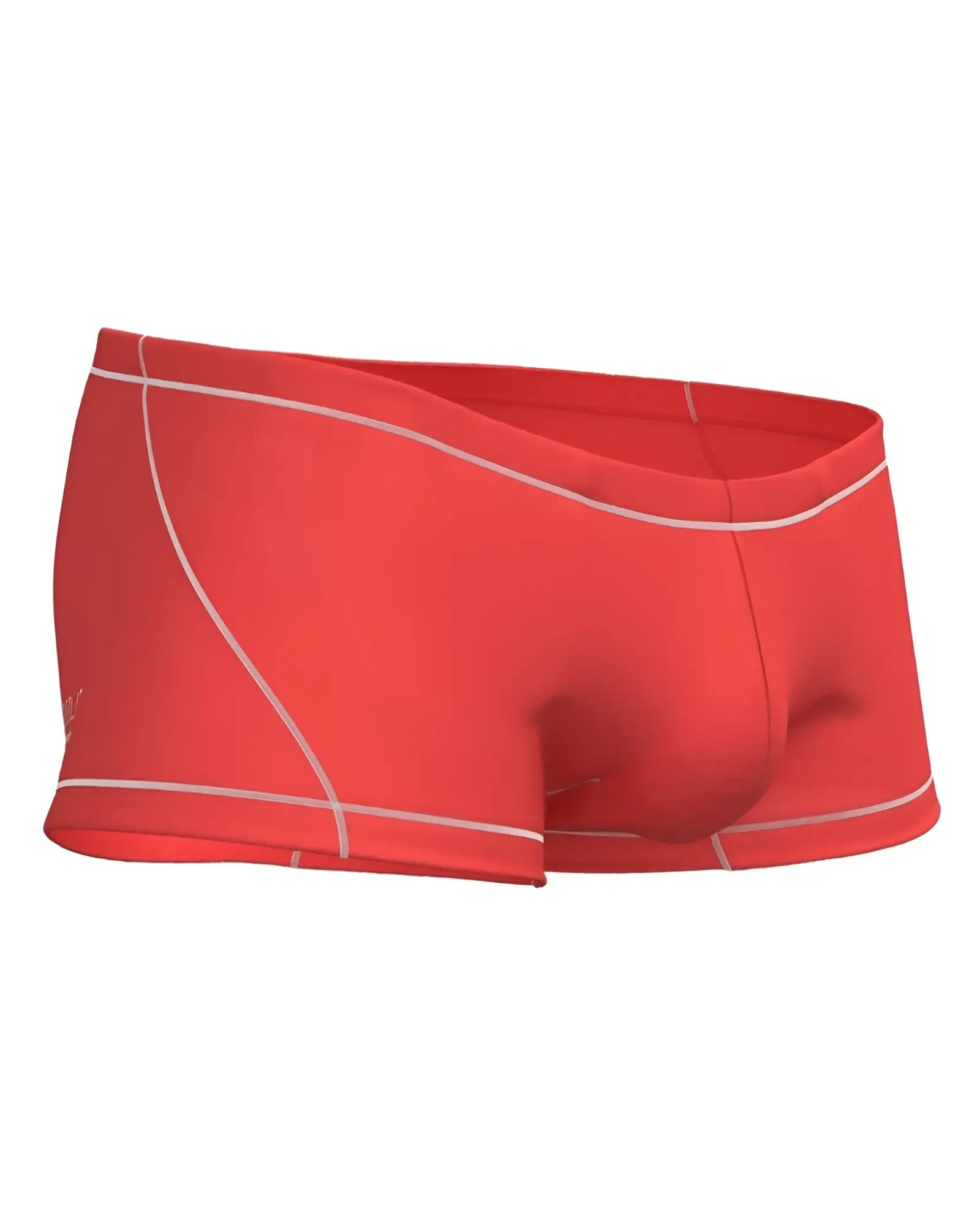Private structure epus4570 prime elysian hipster red swim trunks with white stitching along edges and seams