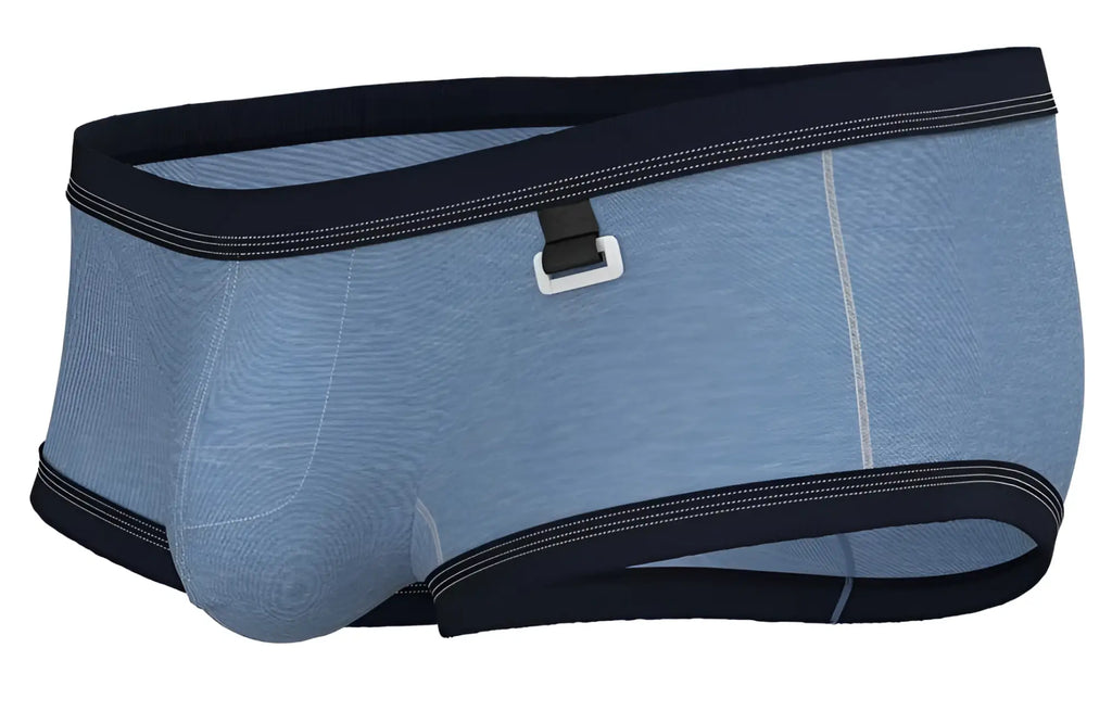 Private structure lcut4359 barn boy low rise trunk denim light blue denim briefs with navy trim and white buckle closure