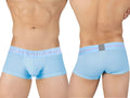 Light blue private structure men’s mid waist trunk briefs with pink and white elastic waistband moux4103 model
