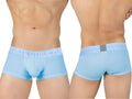Light blue private structure men’s mid waist trunk briefs with pink and white elastic waistband moux4103 model