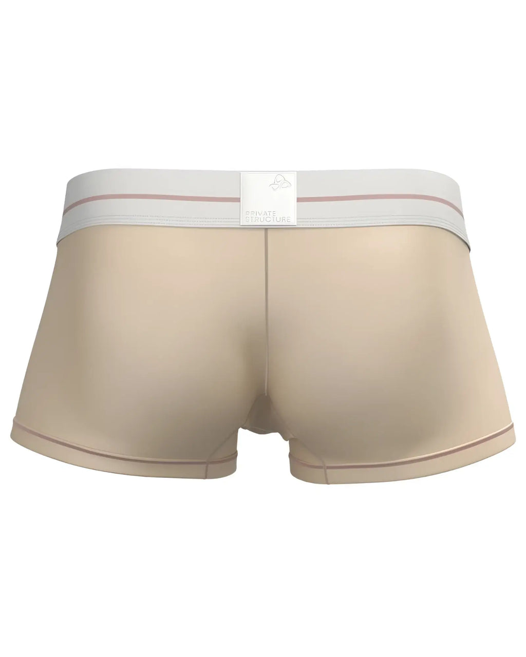 Beige private structure moux4103 mo lite mid waist trunk with white waistband and pink stripes for comfortable wear