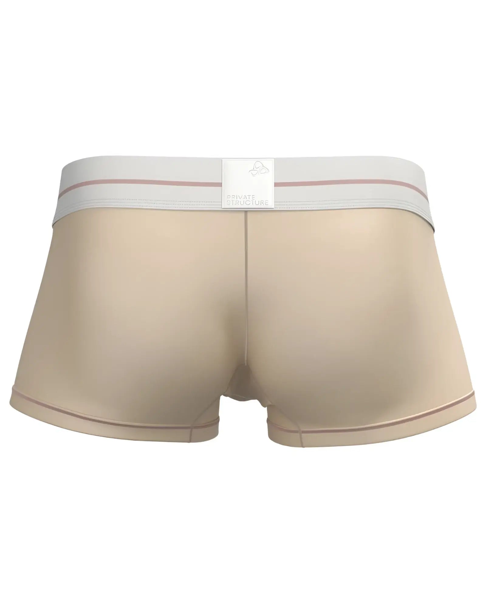 Beige private structure moux4103 mo lite mid waist trunk with white waistband and pink stripes for comfortable wear