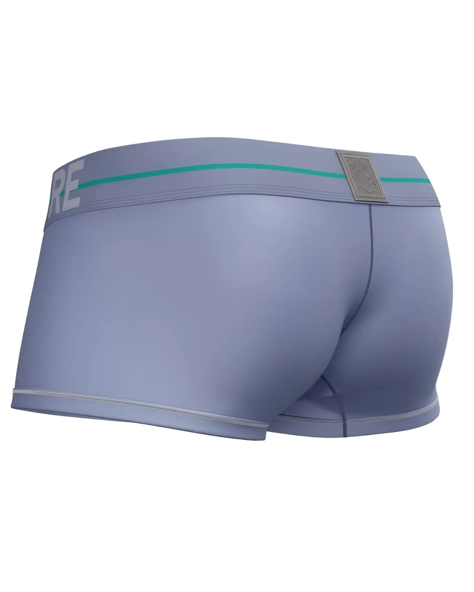 Light blue private structure moux4103 mo lite mid waist men’s briefs with teal stripe and gray logo waistband