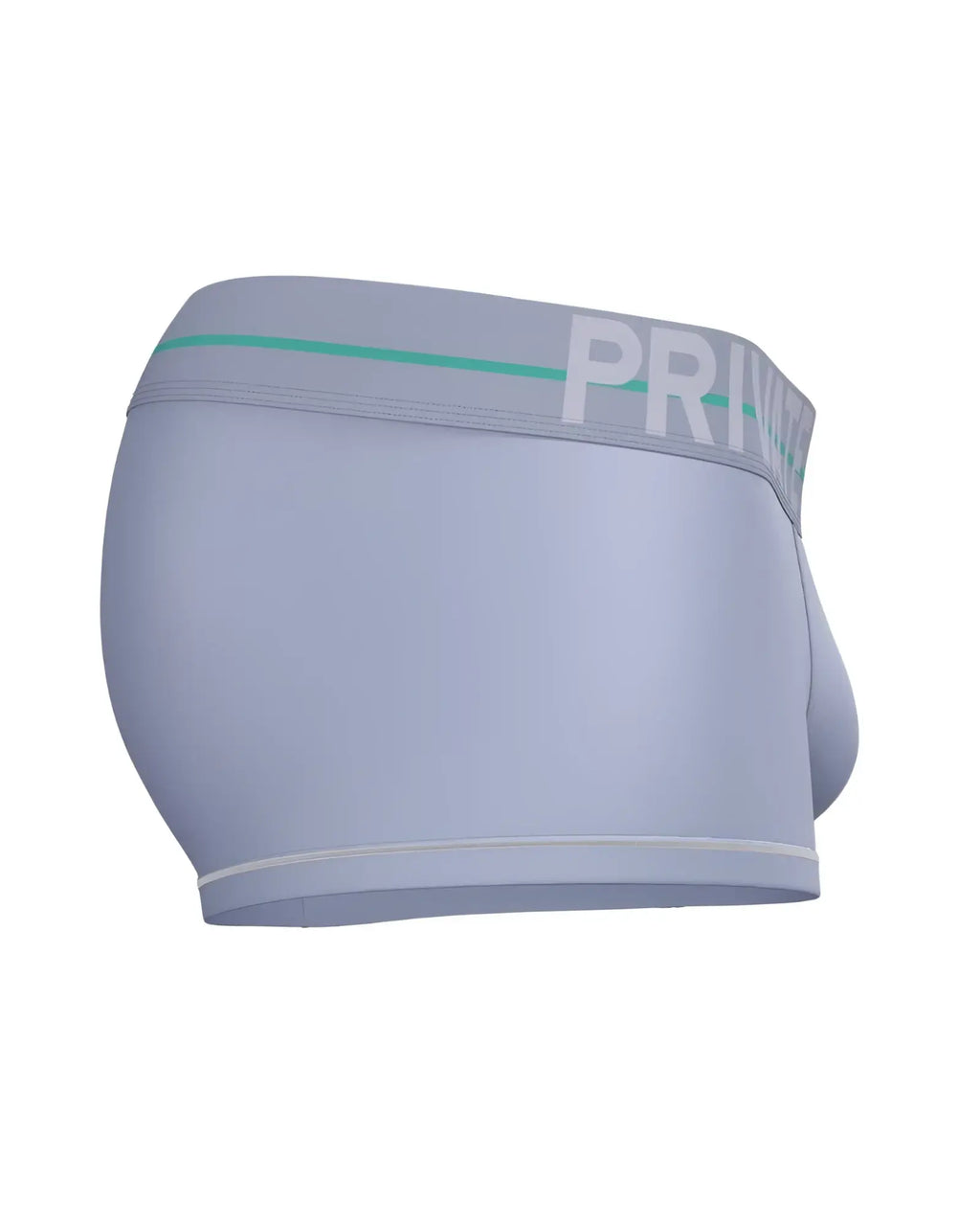 Light gray private structure moux4103 mo lite mid waist trunk with teal stripe and white prim branding on waistband