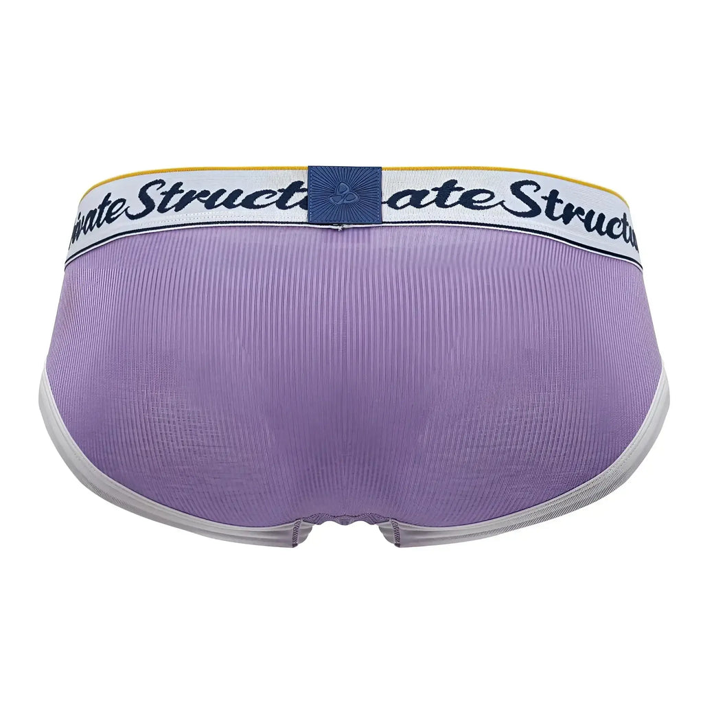 Purple ribbed private structure scus4529 classic mid waist mini briefs with white waistband and blue logo patch