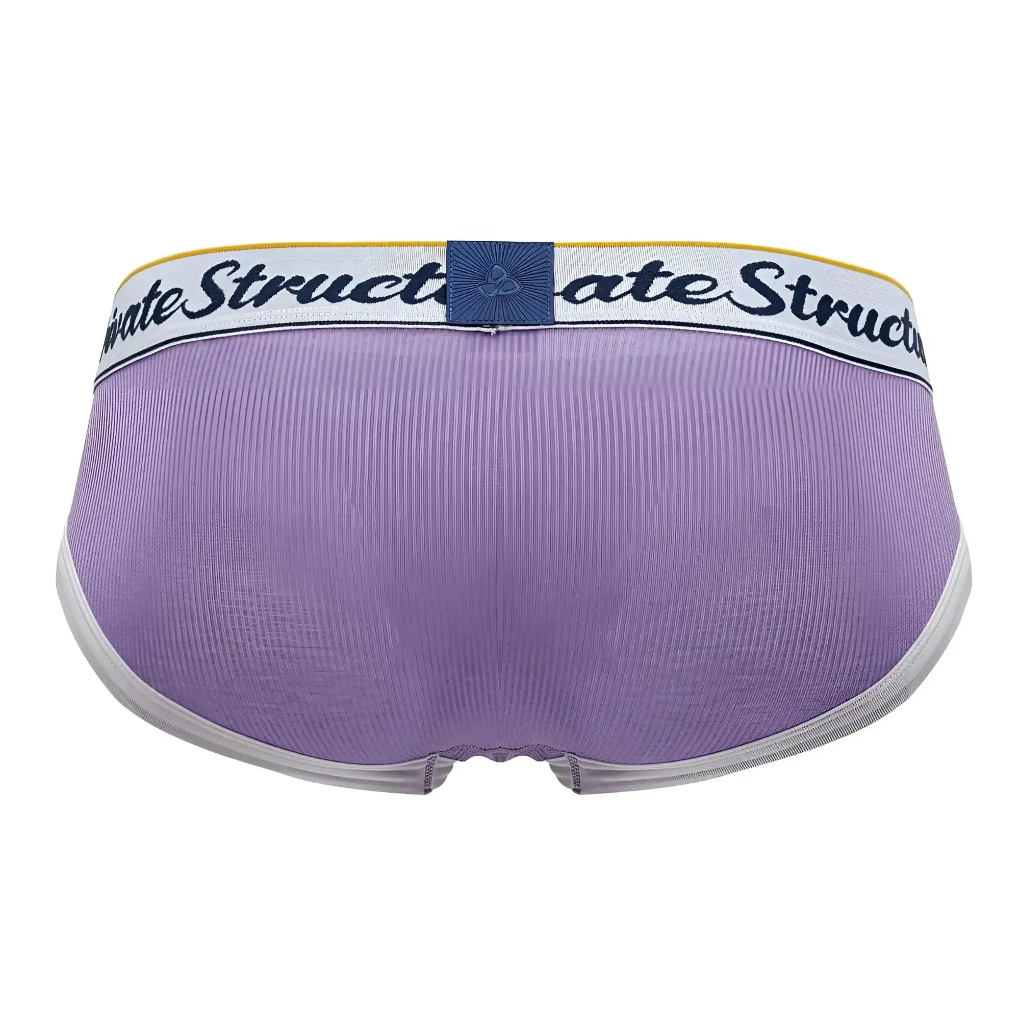 Purple ribbed private structure scus4529 classic mid waist mini briefs with white waistband and blue logo patch