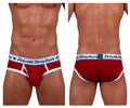 Red private structure scus4529 classic mid waist mini briefs with white trim and elastic logo waistband