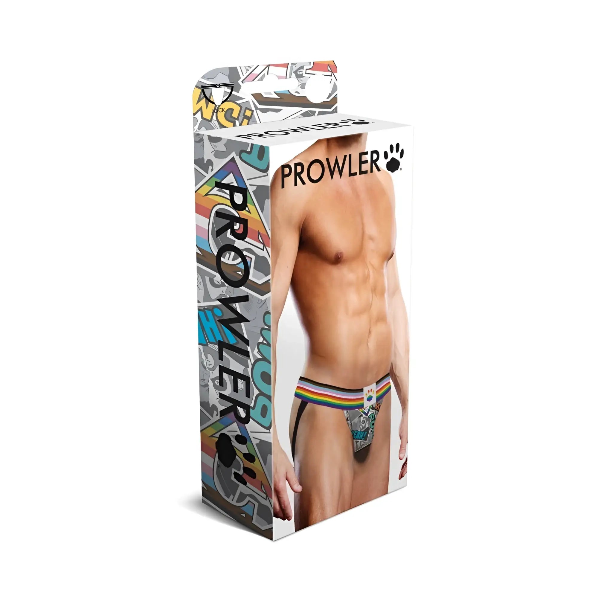 Prowler comic book jock xl rainbow-striped men’s briefs with graphic design made from soft stretch fabric