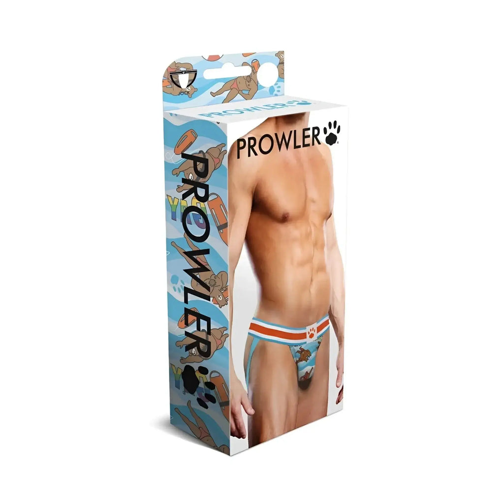 Prowler gaywatch bears jock men’s swim trunks in xl with blue orange and white cartoon dog pattern
