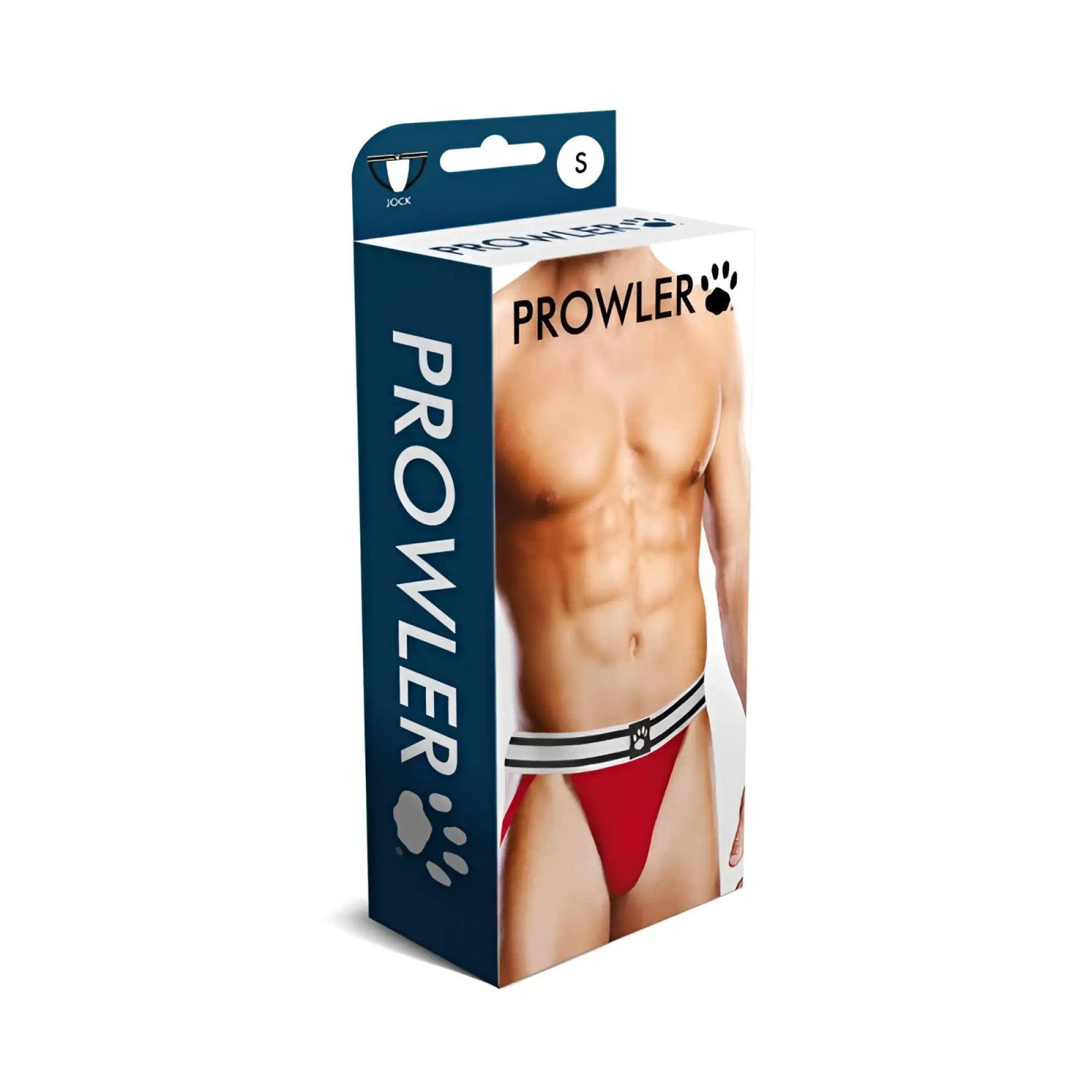 Red prowler brand briefs in red with a white and black striped waistband designed for comfort and support