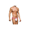 Prowler Prowler jock white and red striped briefs with paw print logo on waistband front view