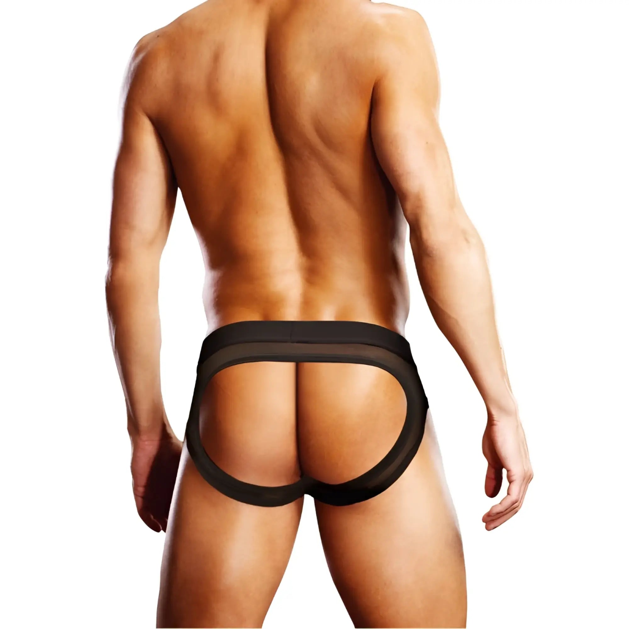 Black mesh briefs with open back cutout design from prowler featuring breathable mesh material and bold style