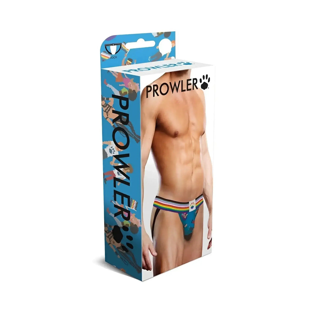 Prowler prowler pixel art gay pride collection men’s blue briefs with rainbow waistband and cartoon paw print design