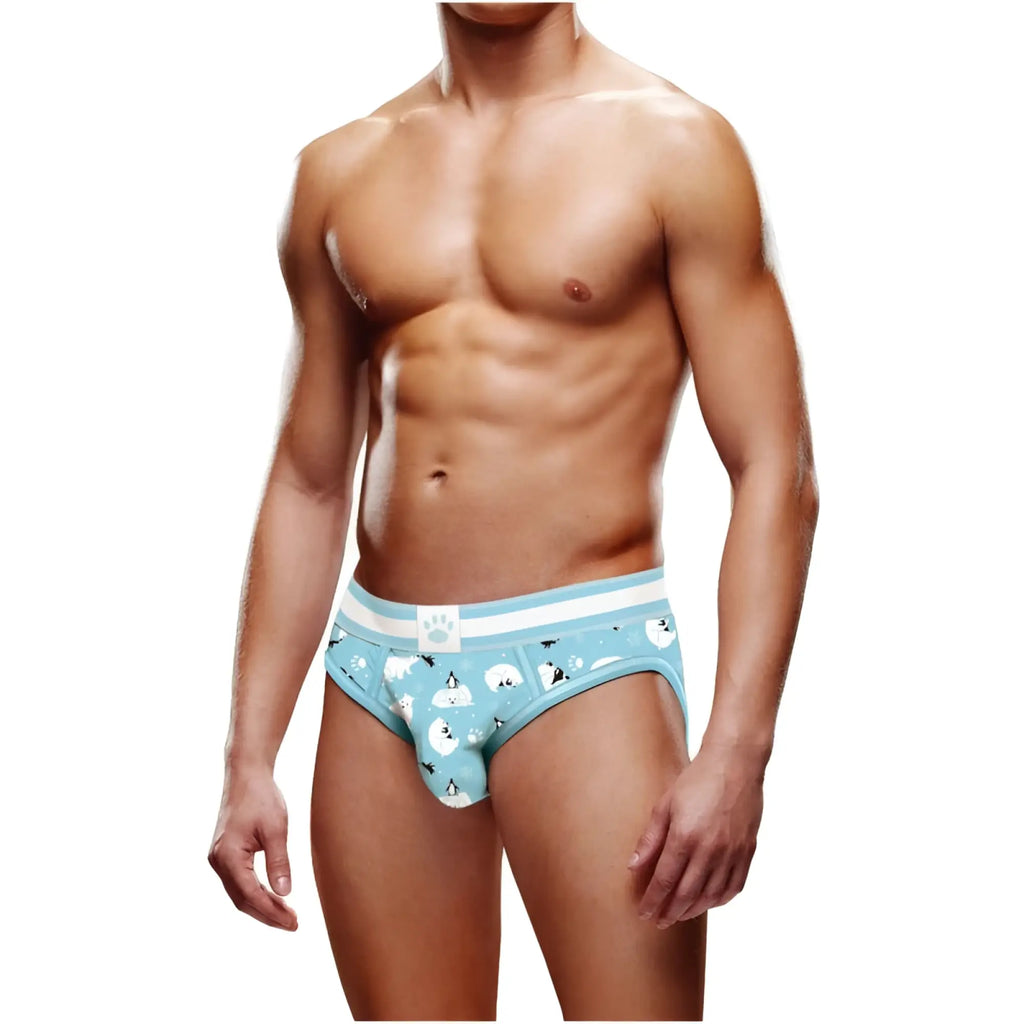Light blue prowler prowler winter open back brief m with white waistband and playful penguin prints for men