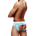 Light blue prowl prowler winter open back brief xl with playful black and white sheep pattern and white waistband