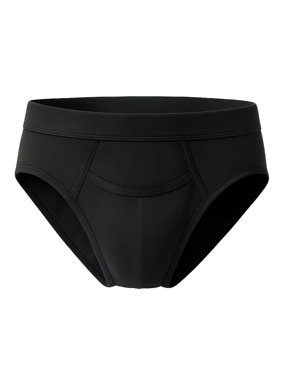 Black purecomfort cotton briefs with a smooth form-fitting design and reinforced stitching along the seams