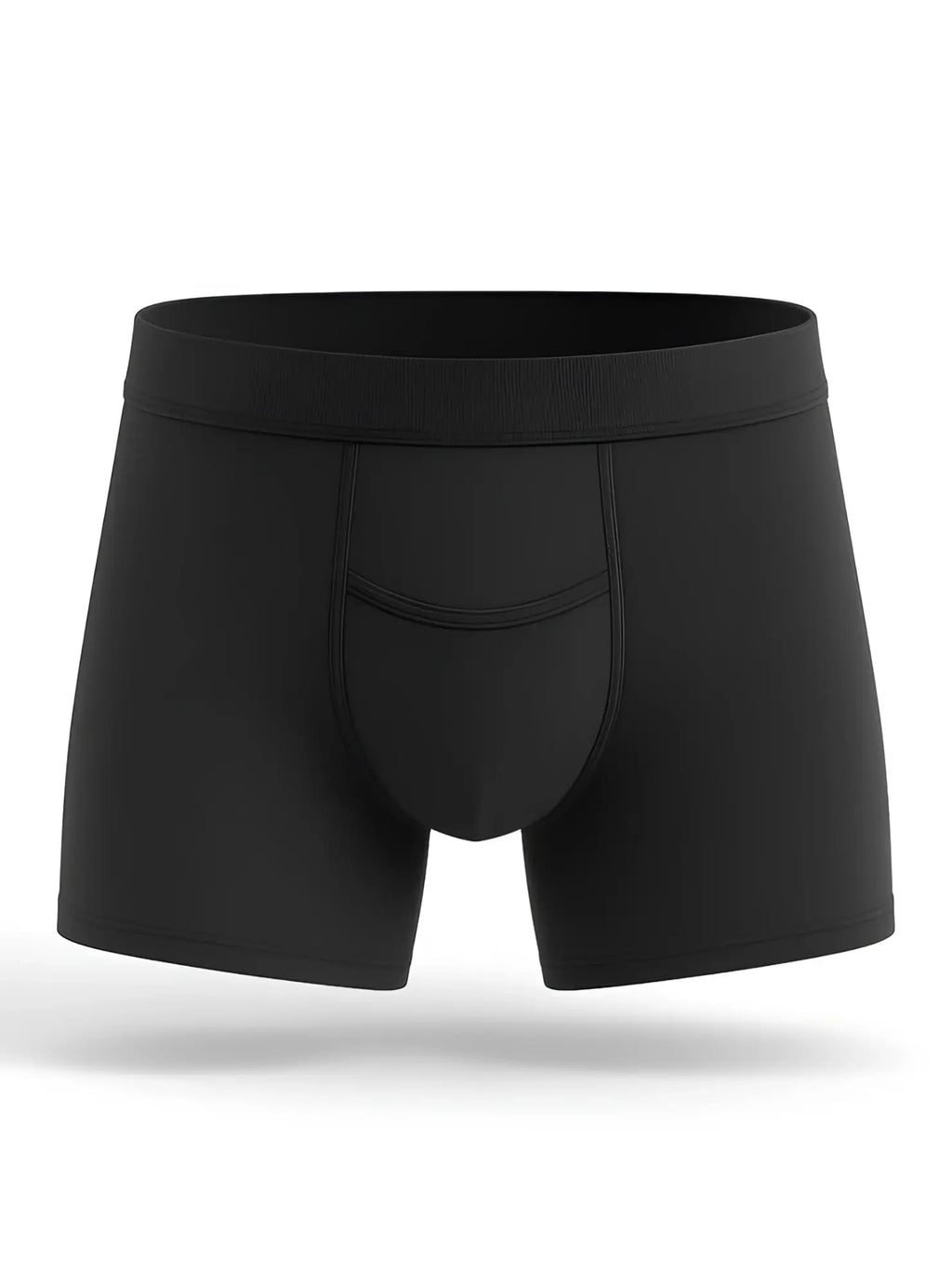 Black menâ€™s boxer briefs with contoured pouch and elastic waistband in cotton purecomfort cotton trunk design
