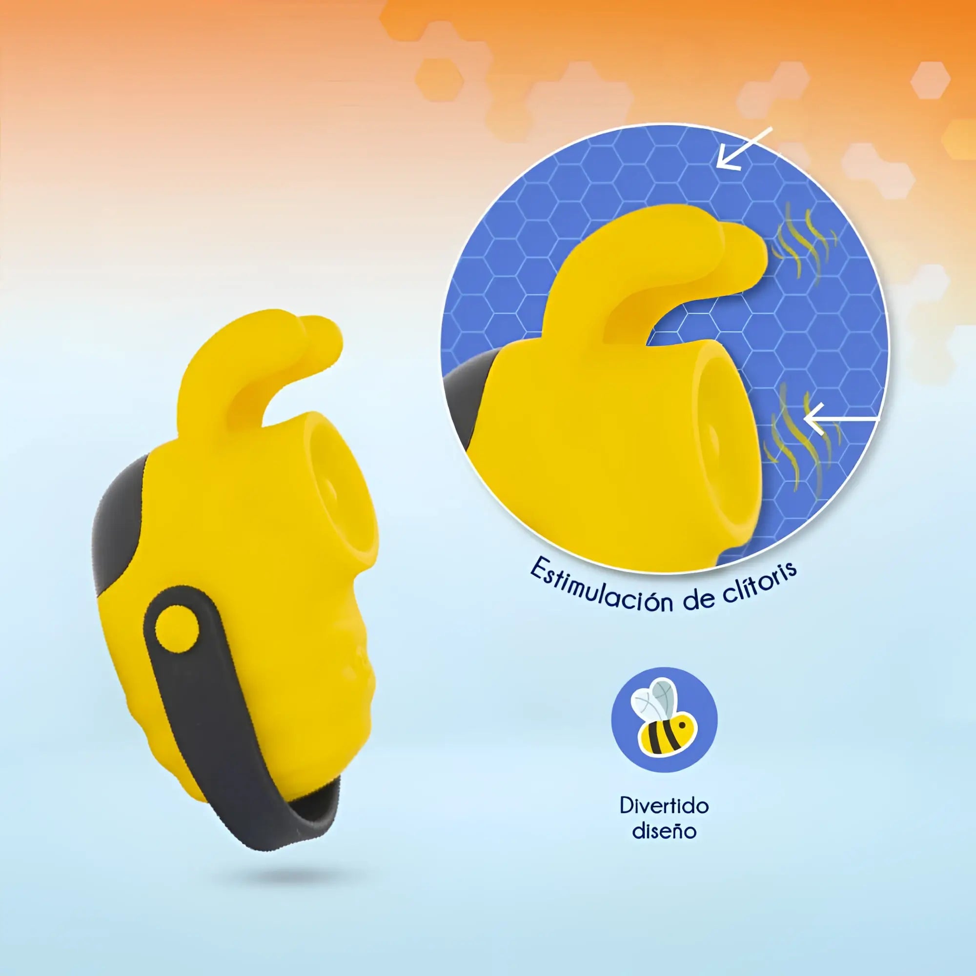 Yellow and black bee-shaped silicone RAW Bumble Bee Pro tapping mini massager with a curved design