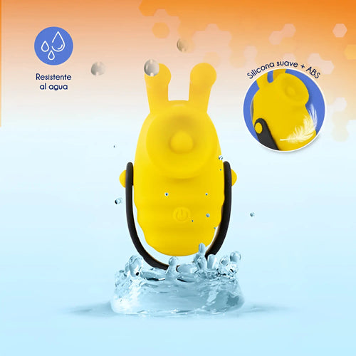 Yellow silicone and abs bunny-shaped waterproof vibrator with black handle from raw bumble bee pro tapping mini massager