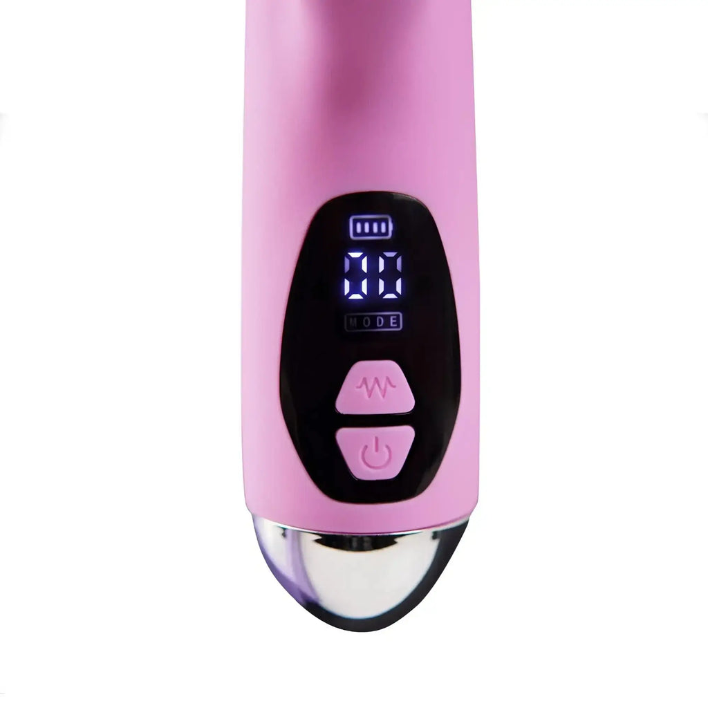 Raw Osma Majestic Pro USB 10 mode pearl rabbit vibrator with pink silicone handle and black LED control panel