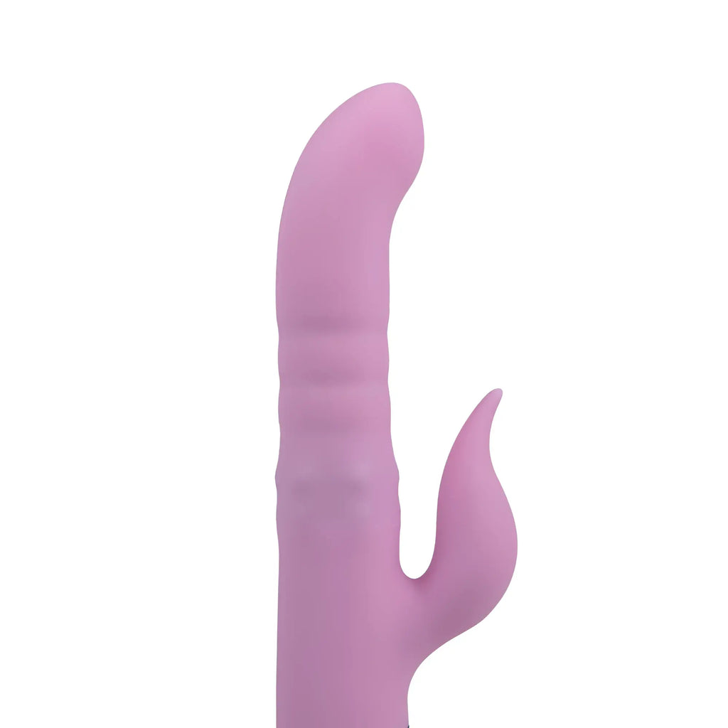 Pink silicone rabbit-shaped RAW Osma Majestic Pro USB vibrator with curved shaft and textured grip in 10 modes