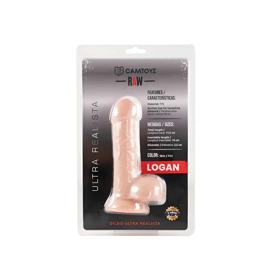Camtoyz raw logan ultra realista dildo made of tpe with skin color and suction cup for hands-free pleasure